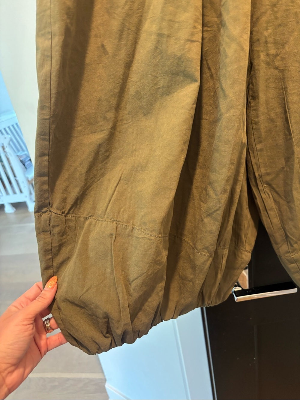 Free People Moonflower Pull On Balloon Pants XS Sage Dark Green Harem Wide Leg - Picture 7 of 12